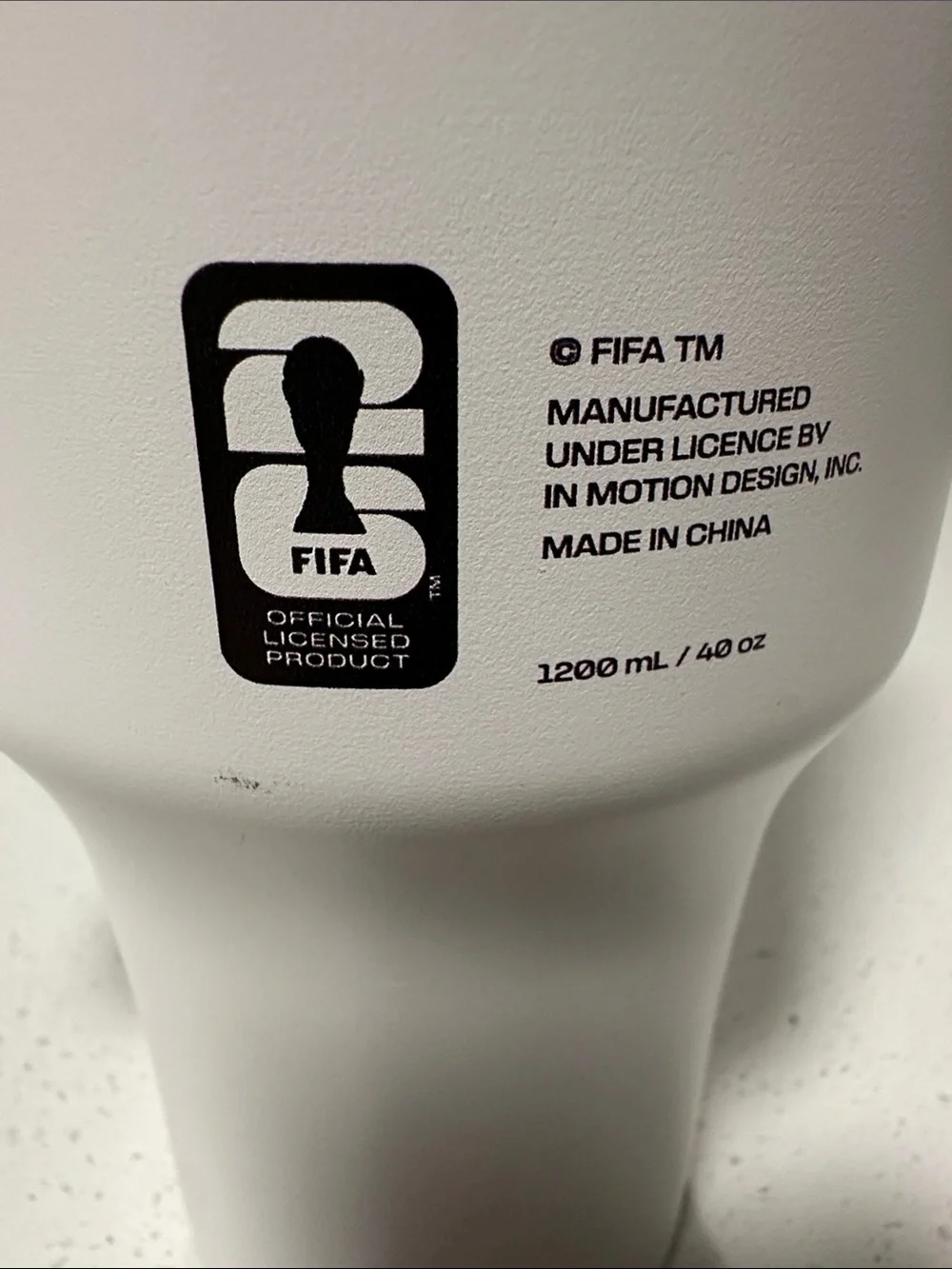 Official FIFA White 40 oz. Travel Mug with Handle - CAN MEX USA World Cup Design